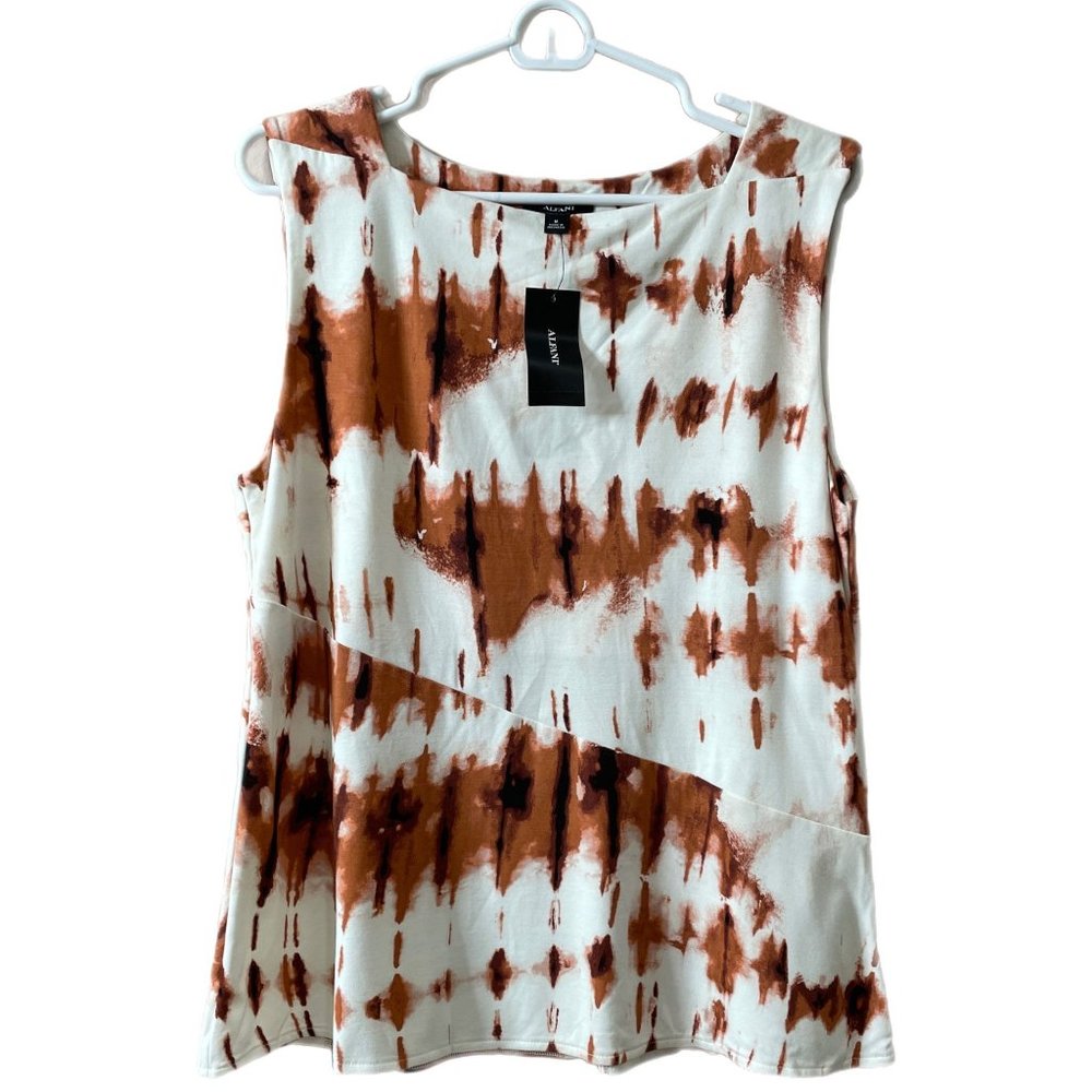 ALFANI Rust Watercolor Tie Dye Top Sleeveless Tank Women’s Size Medium NEW